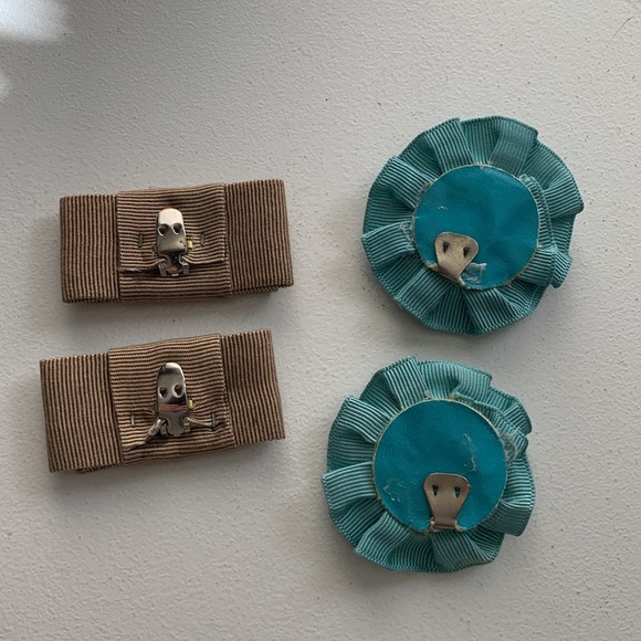 Decorative Shoe Clips Beige and Tiffany Blue - Picture 2 of 11